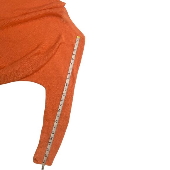 Eileen Fisher Womens melon Orange Open Knit Sweater M Linen Blend cool colorful - Picture 8 of 10